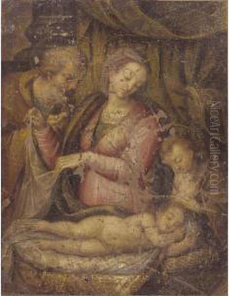 The Holy Family With Saint John The Baptist Oil Painting by Lavinia Fontana