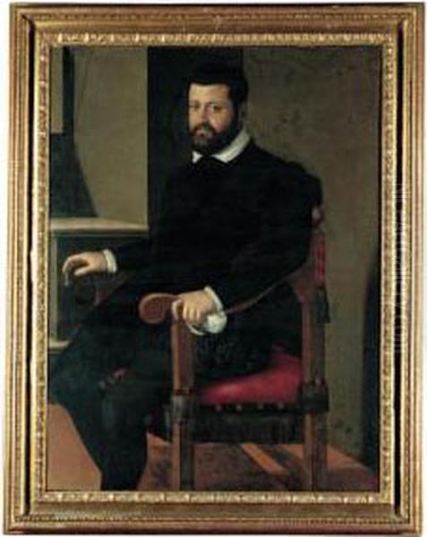 Portrait Of A Gentleman, Three-quarter Length, Seated By An Open Window Oil Painting by Lavinia Fontana