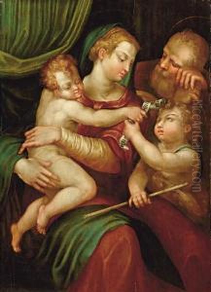 Sacra Famiglia Con San Giovannino Oil Painting by Prospero Fontana