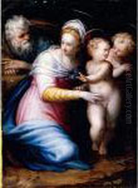 The Holy Family With The Infant Saint John The Baptist Oil Painting by Prospero Fontana