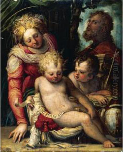 The Holy Family With The Infant Saint John The Baptist Oil Painting by Prospero Fontana