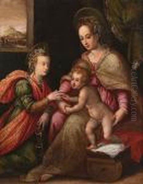 The Mystic Marriage Of Saint Catherine Oil Painting by Prospero Fontana