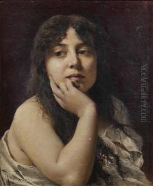 Portrait De Femme Pensive
 Toile Oil Painting by Roberto Fontano