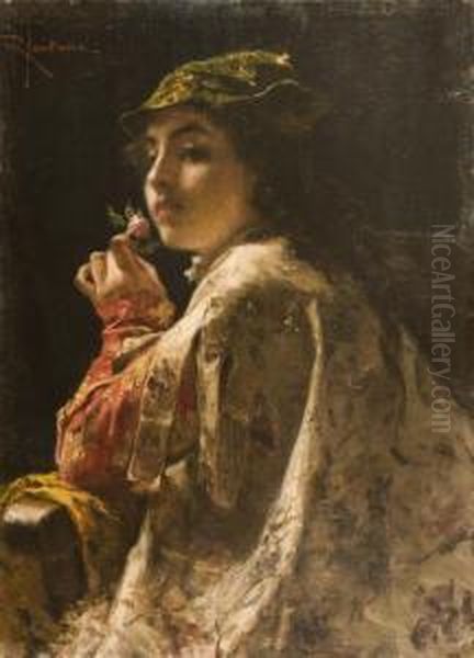 Donna Con Fiore Oil Painting by Roberto Fontano