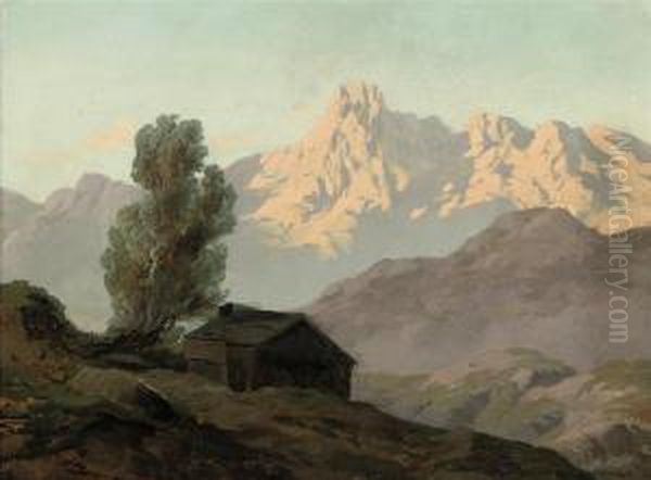 Mount Urirostock, Switzerland Oil Painting by Antonio Fontanesi