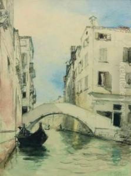 Vue D'un Canal A Venise Oil Painting by Antonio Fontanesi