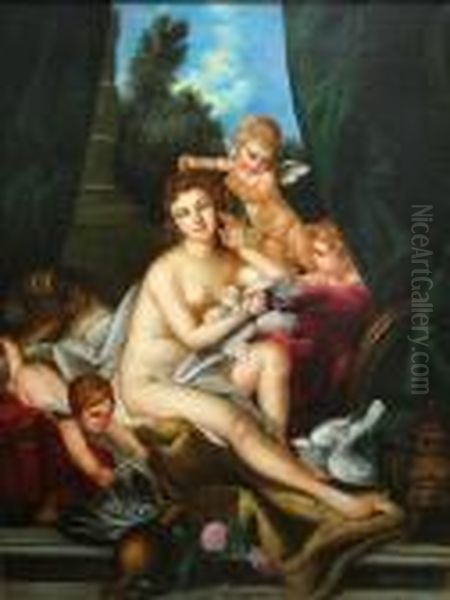 Venus With Cherubs Oil Painting by Antonio Fontanesi