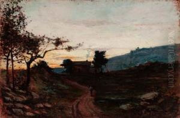 Tramonto Oil Painting by Antonio Fontanesi