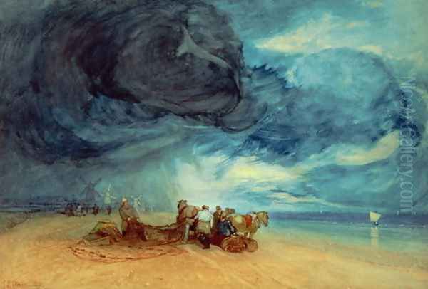 Storm on Yarmouth Beach 1831 Oil Painting by John Sell Cotman