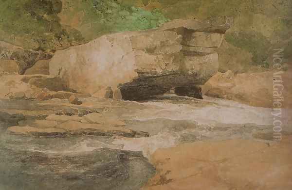 Scotchman's Stone on the Greta, Yorkshire Oil Painting by John Sell Cotman