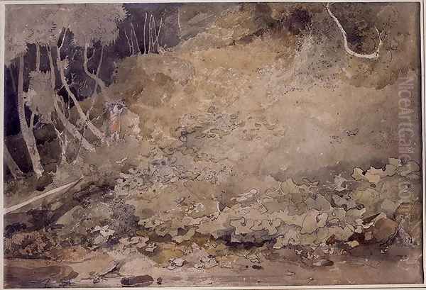 Bank of the Greta, Yorkshire, 1805-06 Oil Painting by John Sell Cotman