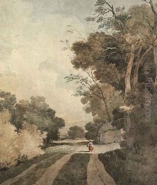 Landscape with Cottages Oil Painting by John Sell Cotman