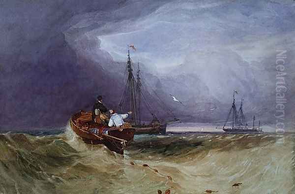 Fishing Boats off Yarmouth Oil Painting by John Sell Cotman