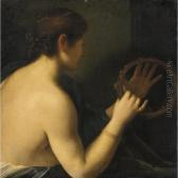 Suonatrice Di Cembalo Oil Painting by Girolamo Forabosco