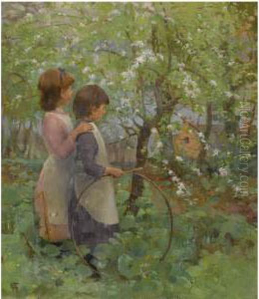 The Orchard Oil Painting by Elizabeth A.Stanhope Forbes