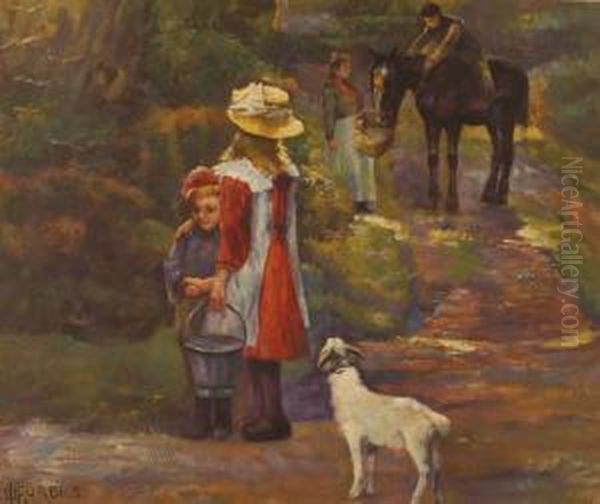 Country Figures On A Road Oil Painting by Elizabeth A.Stanhope Forbes