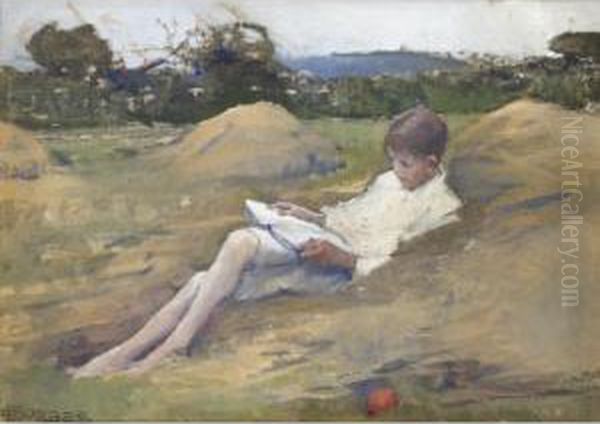 Alec Reading Oil Painting by Elizabeth A.Stanhope Forbes