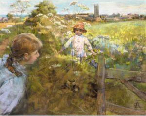 Hide And Seek Oil Painting by Elizabeth A.Stanhope Forbes