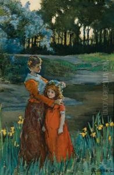 'a Little Garland Fits A Little Head' (robert Herrick) Oil Painting by Elizabeth A.Stanhope Forbes