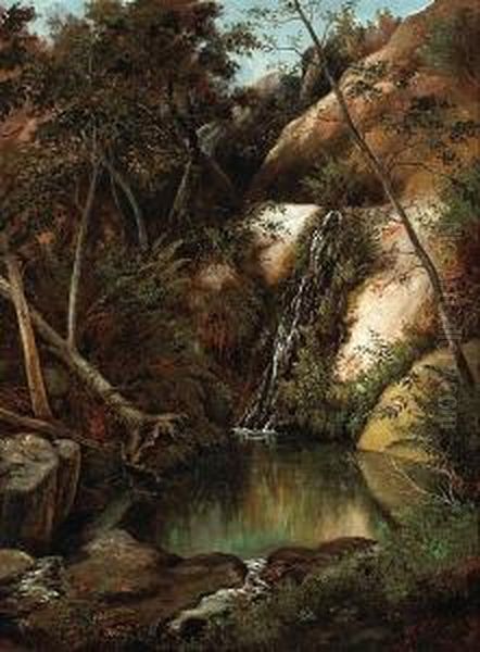 Trickling Waterfall Oil Painting by Henry Chapman Ford