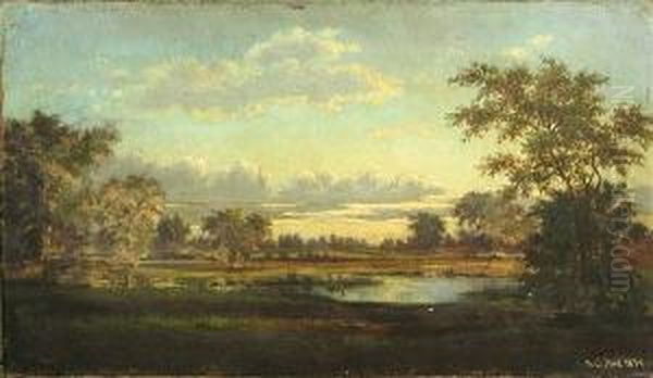 An Extensive Landscape With A River In The Foreground Oil Painting by Henry Chapman Ford