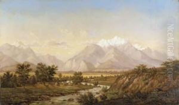 Estes Park, Colorado Landscape With Ute Indian Encampment Oil Painting by Henry Chapman Ford