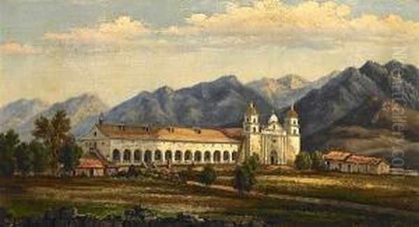 A View Of The Santa Barbara Mission Oil Painting by Henry Chapman Ford