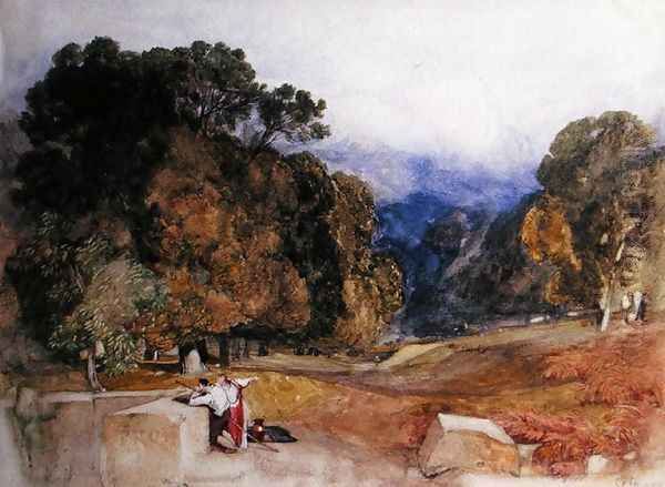 Figures in a Park Oil Painting by John Sell Cotman