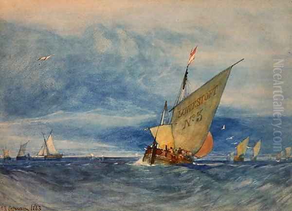 Off Lowestoft Fresh Breeze 1833 Oil Painting by John Sell Cotman