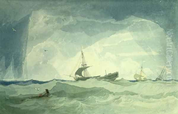 Dismasted Brig, 1808 Oil Painting by John Sell Cotman