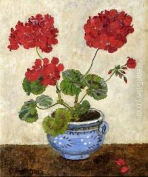 Geranium Dans Un Pot Oil Painting by Henri Claudius Forestier