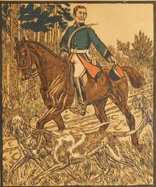 Cavalier De Venerie Et Sa Meute Oil Painting by Henri Claudius Forestier