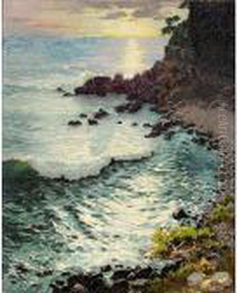 Coucher De Soleil, Bandol Oil Painting by Alfred Jean Foretay