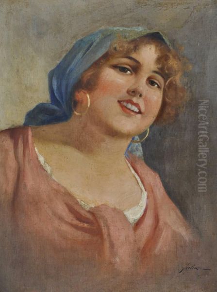 Portrait Of An Italiangirl Oil Painting by Eduardo Forlenza