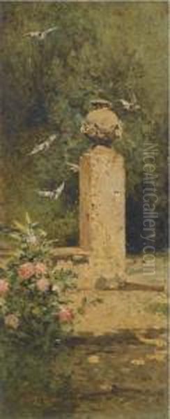 Angolo Di Giardino Oil Painting by Achille Formis Befani