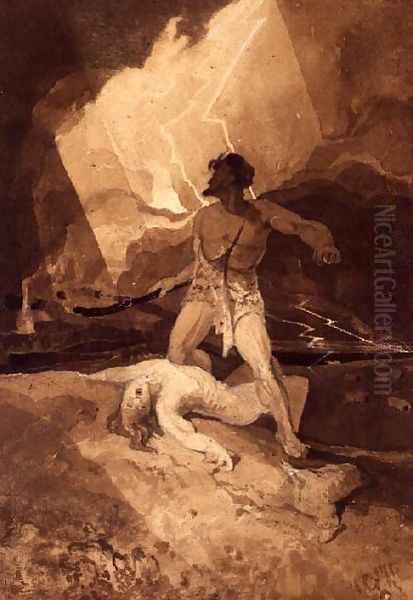 Cain and Abel Oil Painting by John Sell Cotman