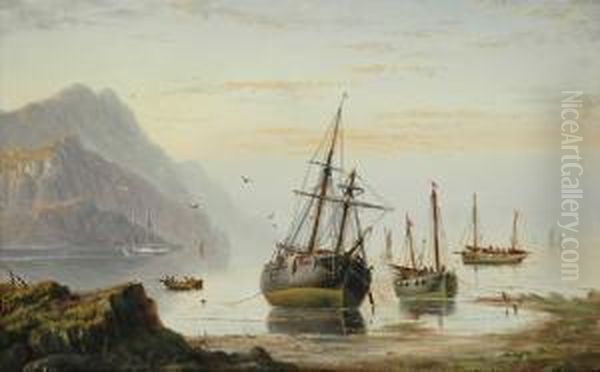 Vessels Oil Painting by H. Forrest