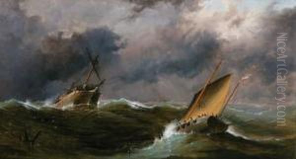 Ramsgate Pilot To The Rescue Oil Painting by H. Forrest