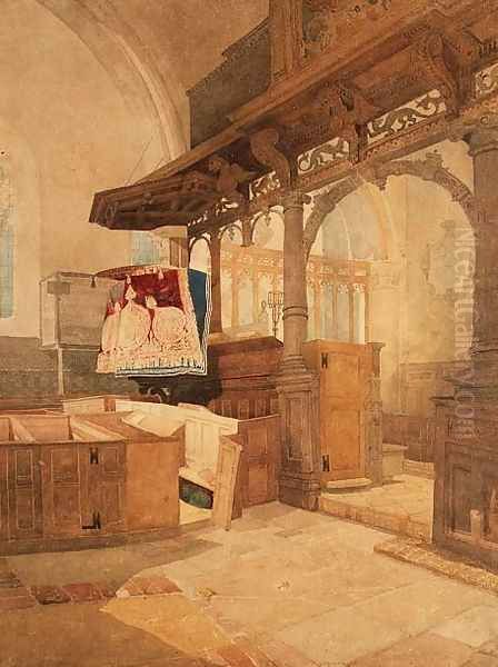 Interior of Trentham Church, Staffordshire, c.1808 Oil Painting by John Sell Cotman