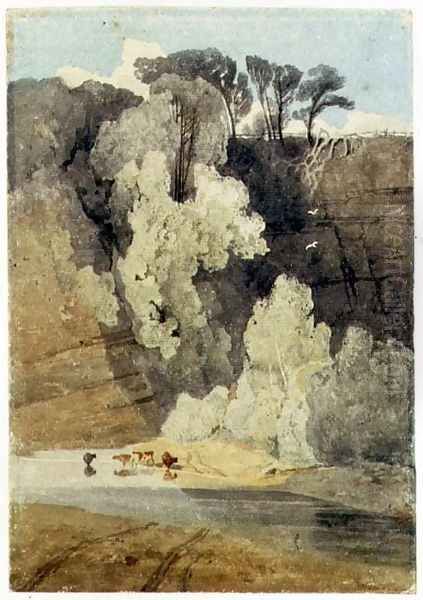 On the River Greta, Yorkshire Oil Painting by John Sell Cotman