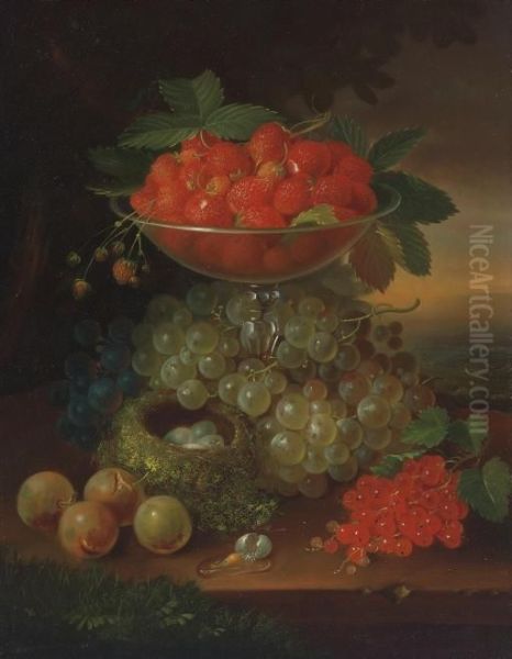 Still Life With Fruit And Nest Of Eggs Oil Painting by George Forster