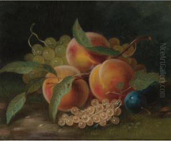 Still Life With Peaches, Plums And Grapes Oil Painting by George Forster