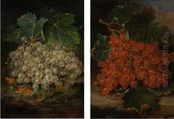 Still Life With Currants: A Pair Of Paintings Oil Painting by George Forster