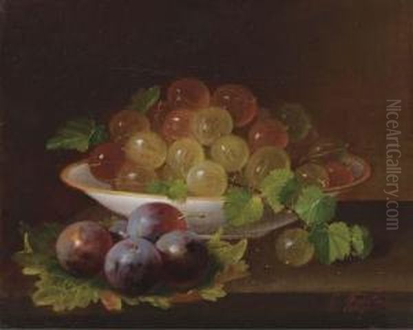 Plums And Gooseberries Oil Painting by George Forster