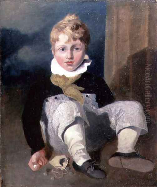 Boy at Marbles (Henry Cotman) 1808 Oil Painting by John Sell Cotman