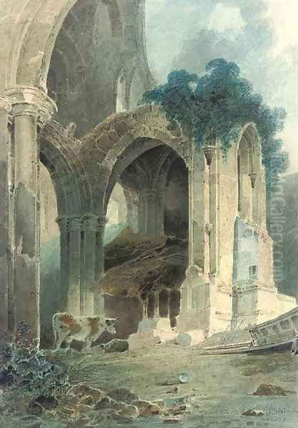 Rievaulx Abbey, Yorkshire Oil Painting by John Sell Cotman