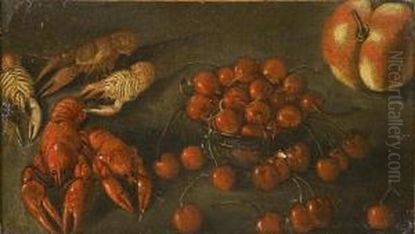 Natura Morta Di Frutta E Crostacei Oil Painting by Luca Forte