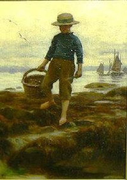 A Fisher Boy Oil Painting by William Banks Fortescue