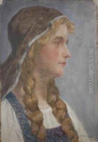 Portrait Of A Young Woman. Oil Painting by William Banks Fortescue