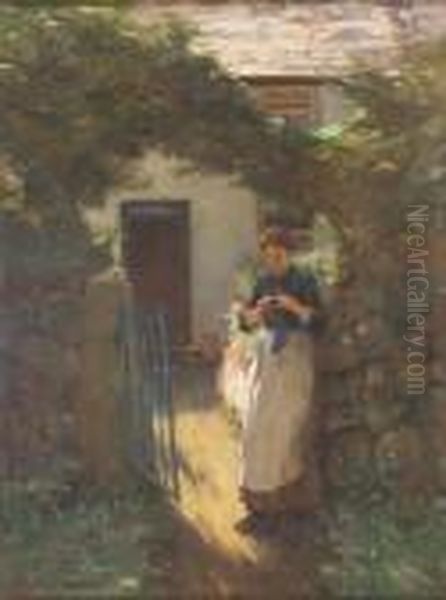 The Blue Scarf Oil Painting by William Banks Fortescue